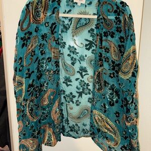 Umgee Teal and Gold Paisley Kimono